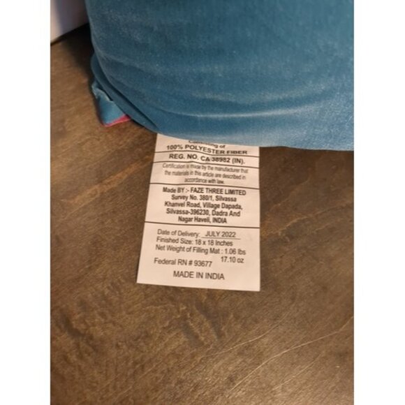 Distant Lands Teal And Fusia Pillow With Tassels And Removable Cover 18" - Picture 6 of 6